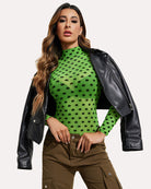 avidlove long sleeve floral bodysuit for women turtleneck sheer mesh bodysuit geo print leotards