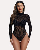 avidlove long sleeve floral bodysuit for women turtleneck sheer mesh bodysuit geo print leotards