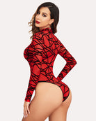 avidlove long sleeve floral bodysuit for women turtleneck sheer mesh bodysuit geo print leotards