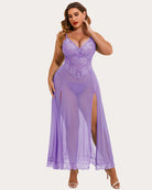 avidlove plus size lingerie babydoll mesh maxi nightdress strappy exotic side slits sleepwear