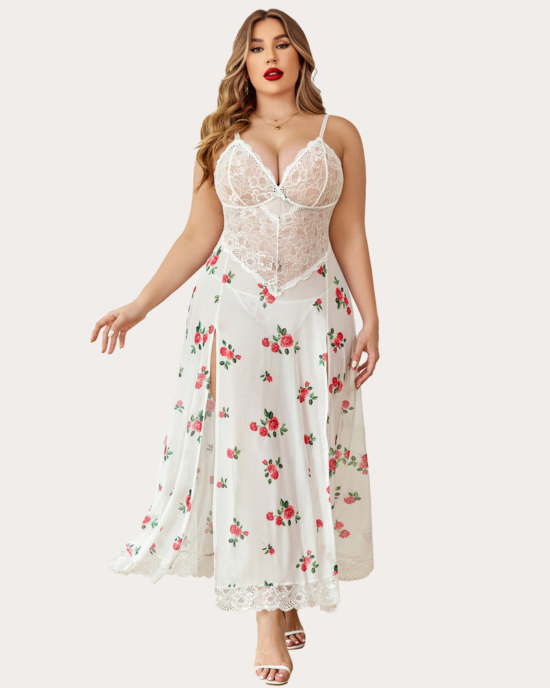 White Nightdress with Two Front Slits Costume main image 0