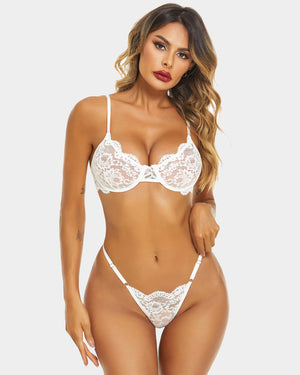 Floral Lace  Bra and Panty Sets with Underwire