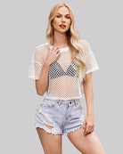 avidlove womens sheer fishnet top sexy short sleeves net t shirts crop top