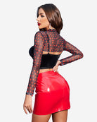 avidlove mesh crop tops for women mock neck long sleeve crop top see through shirt top sexy clubwear