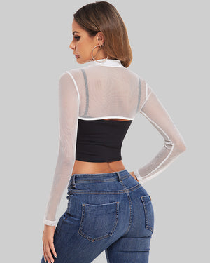 Avidlove Women's Mesh Crop Top Short/Long Sleeve See Through Shirt Sexy  Sheer Cropped Tee : : Clothing, Shoes & Accessories