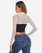 avidlove mesh crop tops for women mock neck long sleeve crop top see through shirt top sexy clubwear