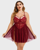 avidlove plus size lingerie lace babydoll strap chemise nightgown v neck nighty mesh sleepwear side slit nightdress