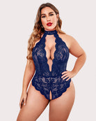 plus size color lace bodysuit halter teddy