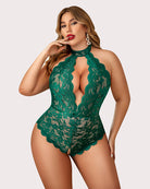 plus size color lace bodysuit halter teddy