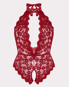 plus size color lace bodysuit halter teddy