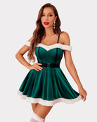 avidlove christmas santa dress for women velvet a line strap outfit off shoulder claus costume