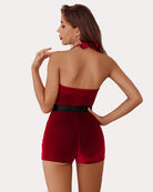 avidlove womens sexy santa costume velvet romper christmas shorts bodysuit lingerie with belt