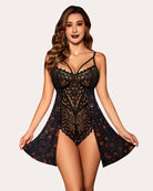 avidlove babydoll lingerie for women floral snap crotch teddy chemise nightie lace nightgown