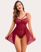 avidlove babydoll lingerie floral snap crotch teddy chemise nightie lace nightgown