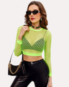 avidlove fishnet top for women fishnet crop top long sleeve fishnet shirt fishnet long sleeve top