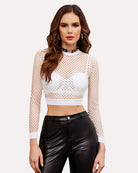 avidlove fishnet top for women fishnet crop top long sleeve fishnet shirt fishnet long sleeve top