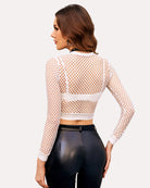 avidlove fishnet top for women fishnet crop top long sleeve fishnet shirt fishnet long sleeve top