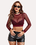 avidlove fishnet top for women fishnet crop top long sleeve fishnet shirt fishnet long sleeve top