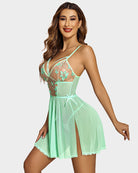 avidlove womens lingerie lace chemise floral embroidery mesh babydoll side slit sleepwear