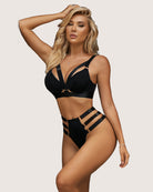 avidlove womens bondaged lingerie set sexy underwired push up bra and panty set two piece lingerie