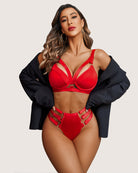 avidlove womens bondaged lingerie set sexy underwired push up bra and panty set two piece lingerie