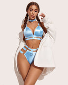 avidlove 3 pieces bondage lingerie set for women o ring linked cut out choker bra and panty set