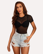 avidlove leopard short sleeve bodysuit for women mesh women going out tops sexy shirts