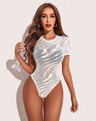 avidlove womens mesh bodysuit black short sleeve bodysuit round neck sheer leotards sexy bodysuit tops snap crotch