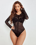 avidlove womens mesh bodysuit long sleeve snap crotch bodysuit see through zipper sheer leotards sexy bodysuit tops