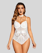 avidlove underwire sexy top mesh teddy bodysuits snap crotch lingerie with choker chain s xxl