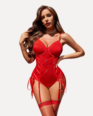 Odeerbi Shapewear for Women 2024 Tummy Control Bodysuit Plus Size Corsets  For Bustier Lingerie For Cosplay Dress Bustier Top Gothic Erogenous  Underwear Red 
