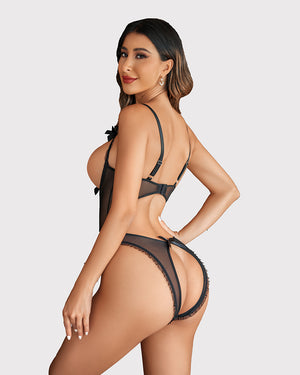 Valentines Gifts for Her Black Crotchless Panties Crotchless Lace