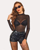 avidlove mesh top mesh crop top for women long sleeve mock neck s xxl