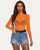 avidlove leopard sheer long sleeve mock neck mesh crop top