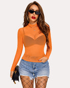 avidlove mesh top mesh crop top for women long sleeve mock neck s xxl