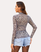 avidlove leopard sheer long sleeve mock neck mesh crop top