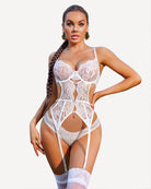 avidlove sexy garter lingerie set for women lace bodysuit cut out rhinestone underwire teddy with pantyno stockings b0cpm852dr