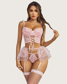 avidlove 3 piece underwire bra and panty wedding sets with mesh mini skirts