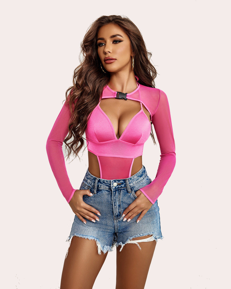 avidlove rave outfits for women festival sexy lingerie bodysuit buckle shrug crop top set