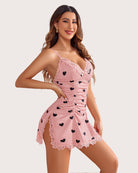 avidlove lingerie nightgowns for women soft love print sexy ruched chemises