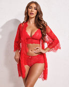 avidlove women sexy lingerie set 3 piece bra and panty sets with lace kimono robe sleepwear mesh nightgown