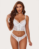 avidlove sexy lingerie for women 2 piece lace push up bodydoll lingerie set with underwired bra and panty sets