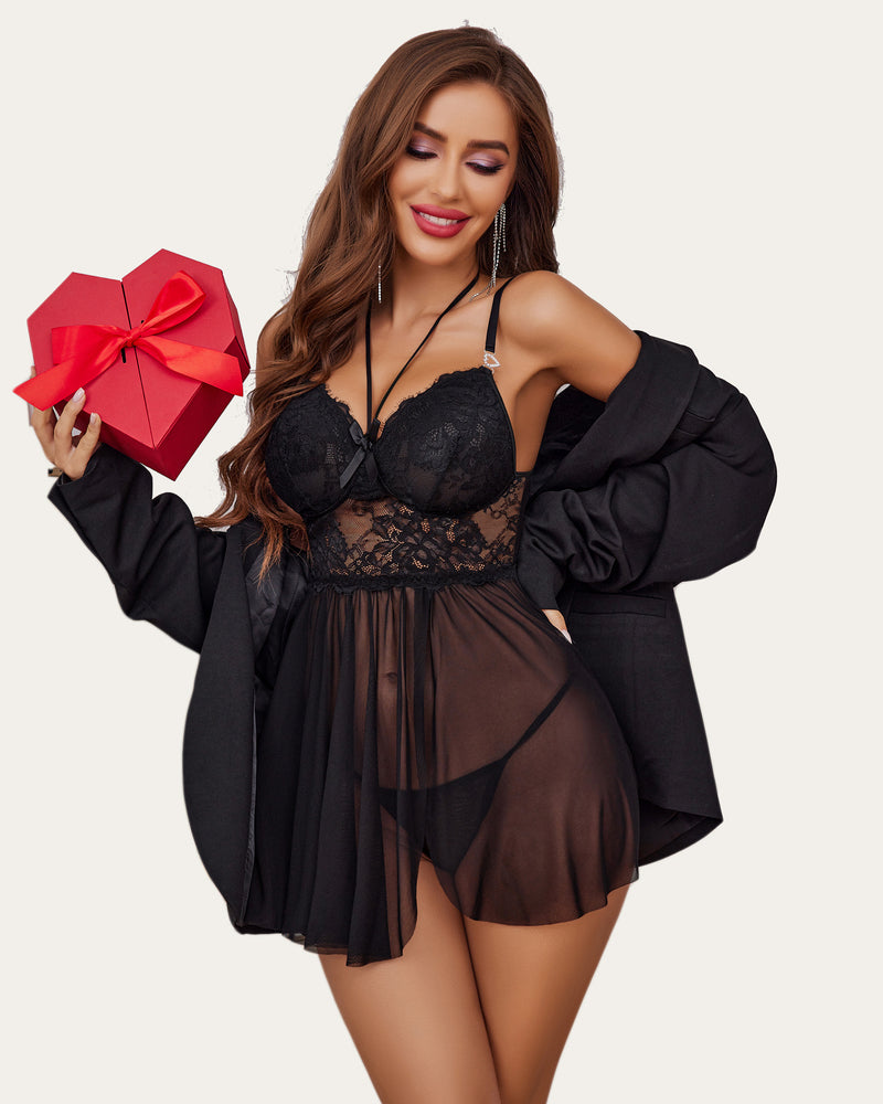 avidlove lingerie for women lace nightgowns babydoll mesh chemise slit boudoir sleepwear