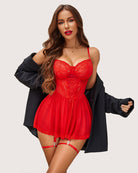 avidlove lingerie for women sexy lace babydoll mesh chemise boudoir nighty with garter belt