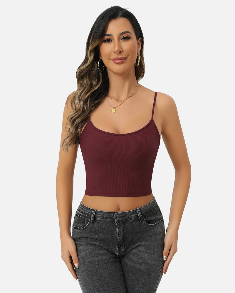 Burgundy ribbed cami crop top. Stylish and elegant for a fashionable look. Perfect with jeans.