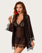 avidlove 4 piece sexy lingerie sets for women mesh kimono robe with lace babydoll dress b0czp4y8t4