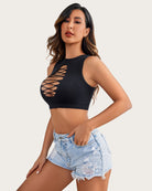 avidlove womens fishnet top sexy cut out crop short hollow out cropped tank tops m l b0d22mct5y