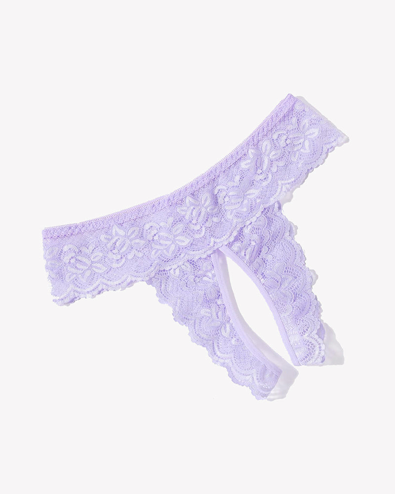 Avidlove Low Rise Lace Hipster in Lilac Purple, Open Back Design, Sexy Lingerie