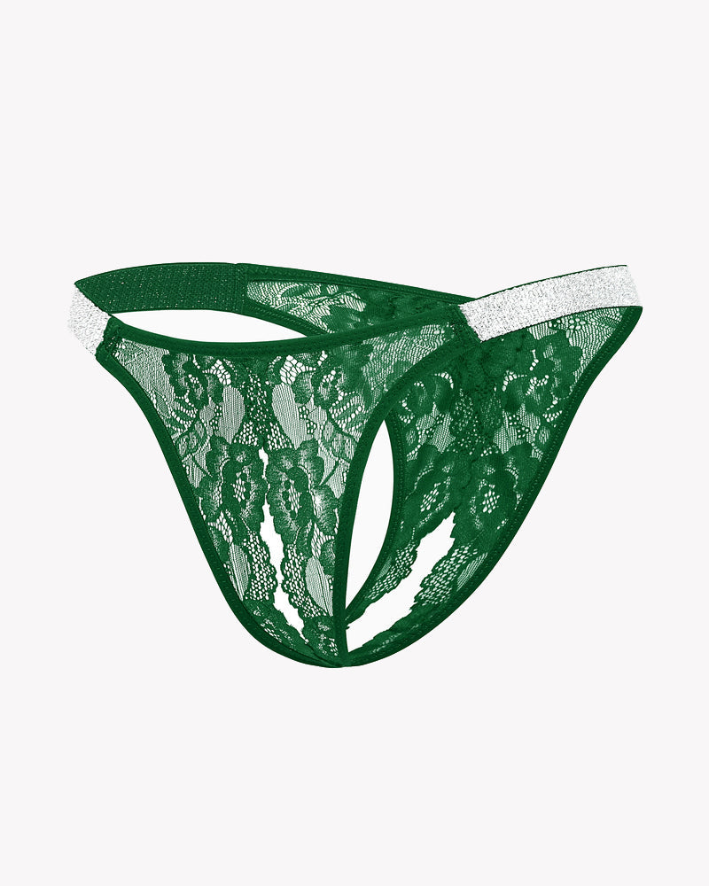 Avidlove Green Lace Panties with Shine Strap - Floral Lace Design