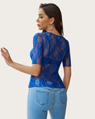 avidlove mesh top for women short sleeve crew neck fitted top solid floral lace tee shirts b0d149g2s6